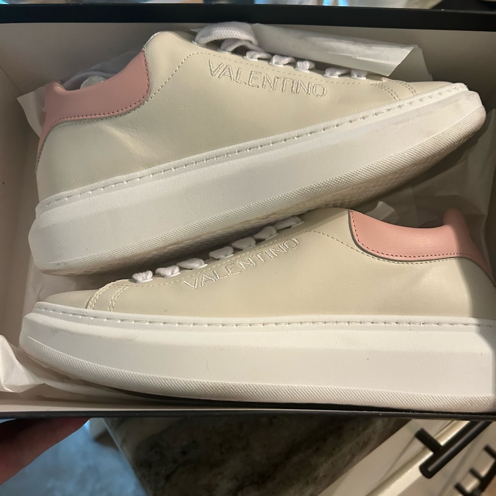 Valentino Cream and Pink Sneakers